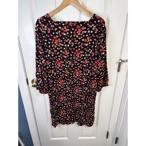 Gap Black Floral V-Back Mini Shift Dress Size Small